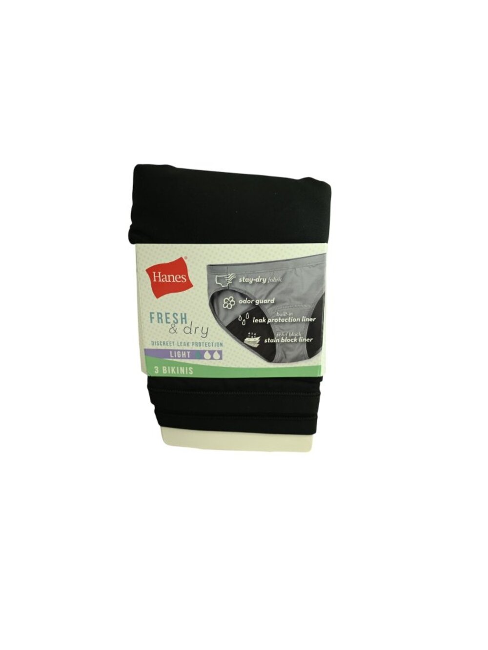 NWT Hanes 3 Pack Fresh and Dry Light Leak Protection Underwear Sz 5 Small Black